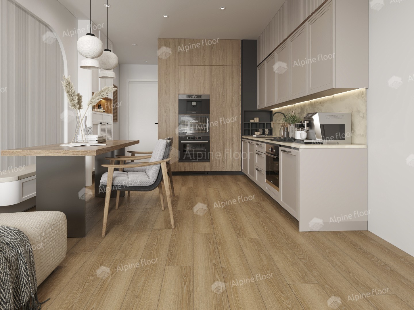 Alpine Floor LVT плитка Дуб Арктик ЕСО 5-1