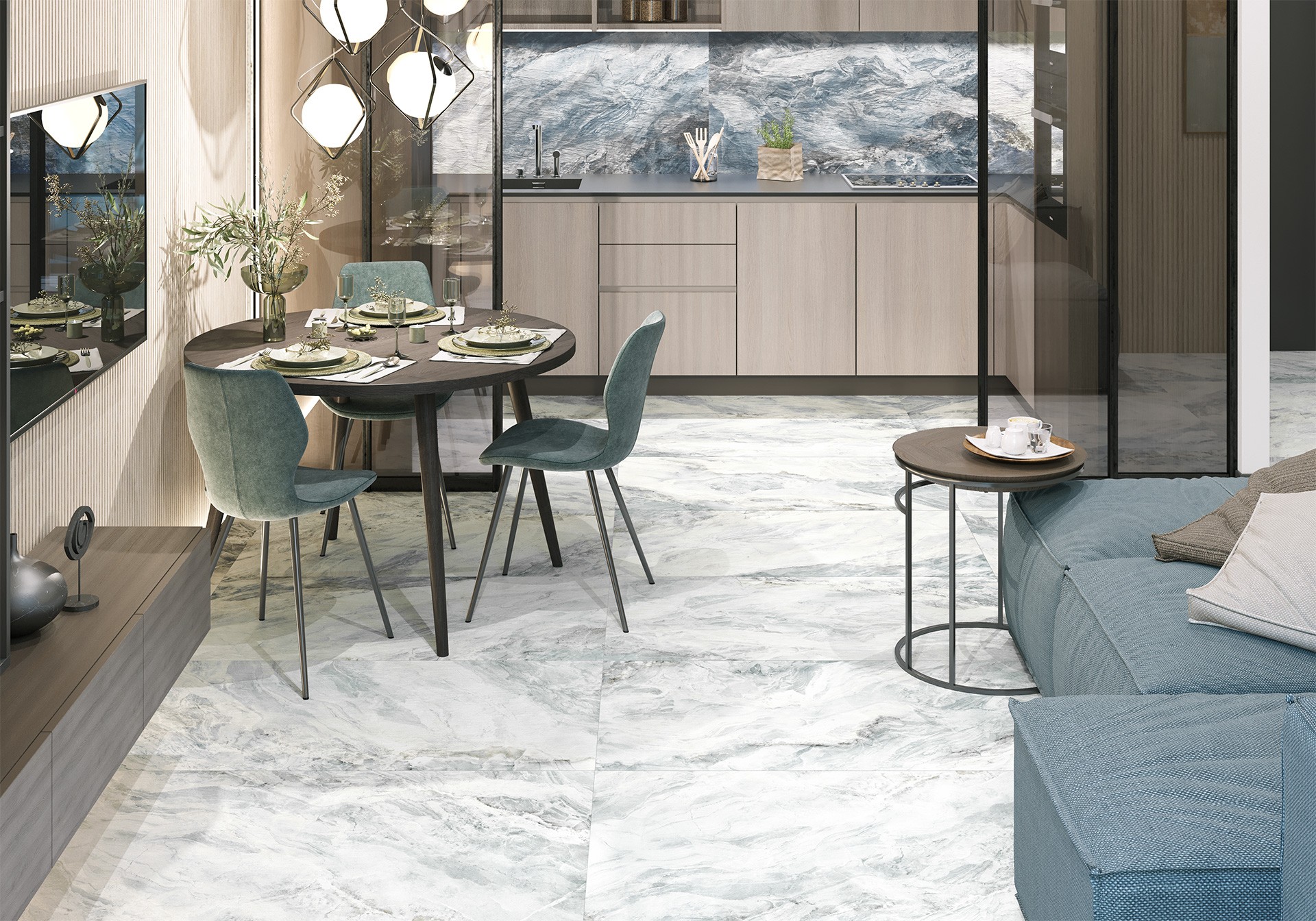 Delacora Керамогранит матовый карвинг Waterfall Blue D12056M 600x1200