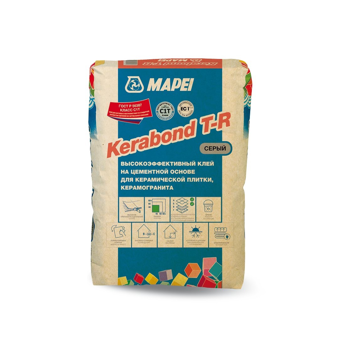 Mapei Клей для плитки Mapei Kerabond T-R (С1Т)серый 25кг