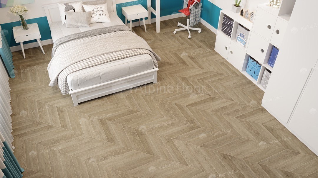 Alpine Floor LVT плитка Дуб Ваниль Селект Chevron ECO 20-2