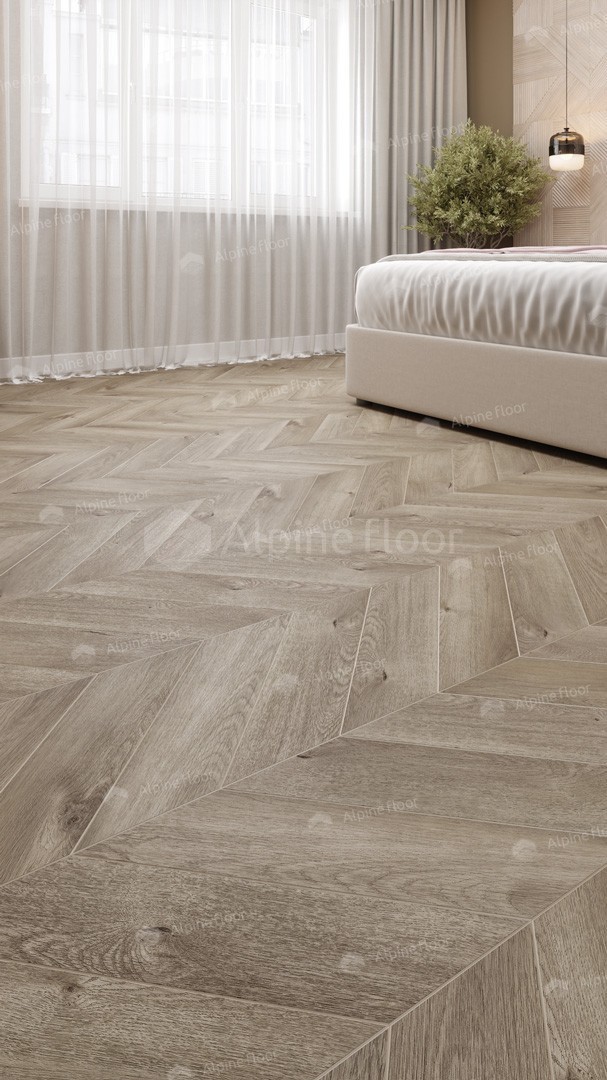 Alpine Floor LVT плитка Дуб Натуральный Отбеленный Chevron ECO 20-3