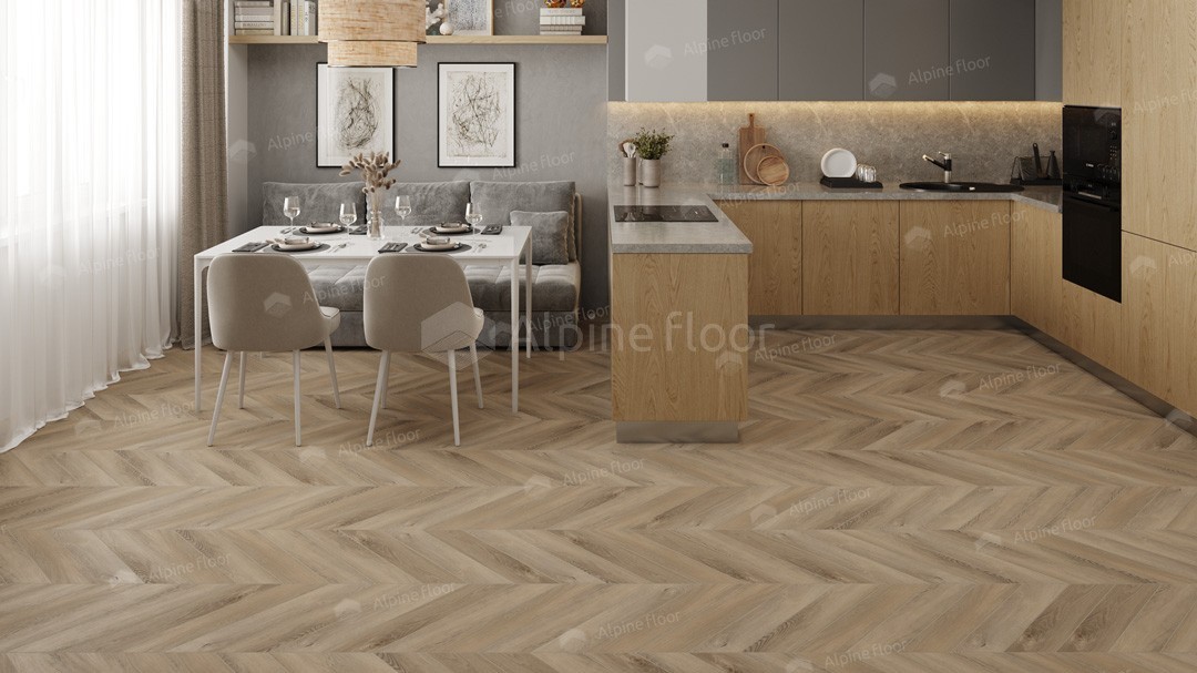 Alpine Floor LVT плитка Дуб Синистра Chevron ECO 20-6