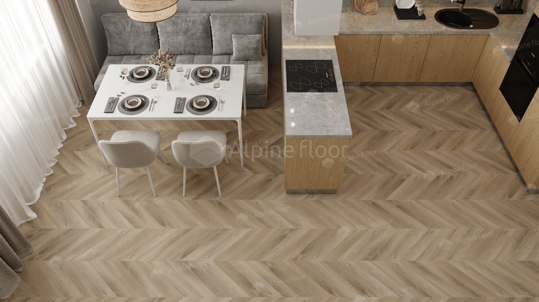 Alpine Floor LVT плитка Дуб Синистра Chevron ECO 20-6