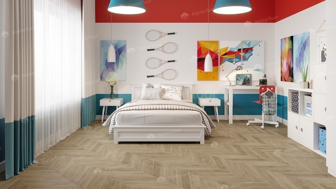 Alpine Floor LVT плитка Дуб Ваниль Селект Chevron ECO 20-2