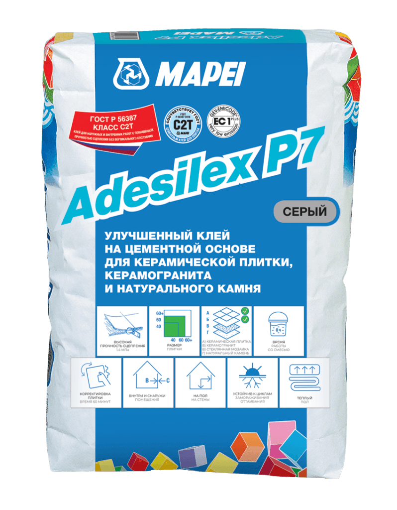 Mapei Клей для плитки Mapei Adesilex P7 (С2Т)серый 25кг