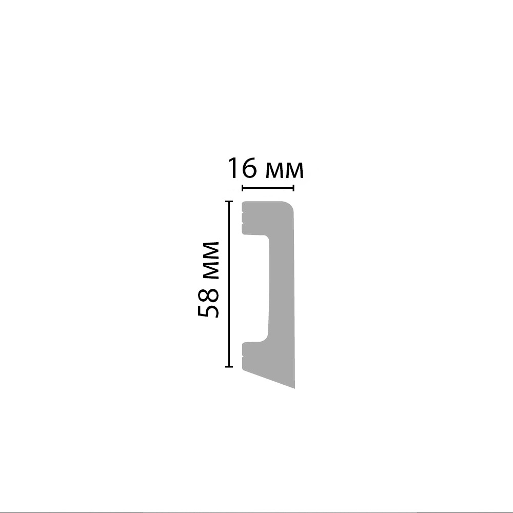 Decomaster Плинтус напольный DECOMASTER D234-115ДМ (58*16*2400мм) белый матовый