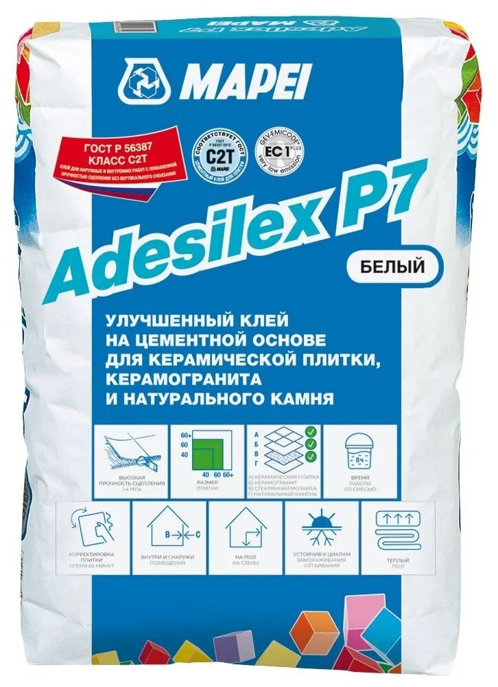 Клей для плитки Mapei Adesilex P7 (С2Т) белый 25кг в Тюмени