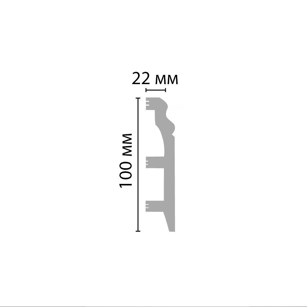 Decomaster Плинтус напольный DECOMASTER D232-114ДМ (100*22*2400мм)белый глянец